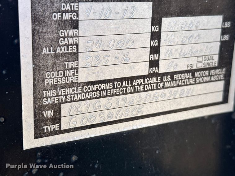 image for item FB6976 2013 Circle M equipment trailer