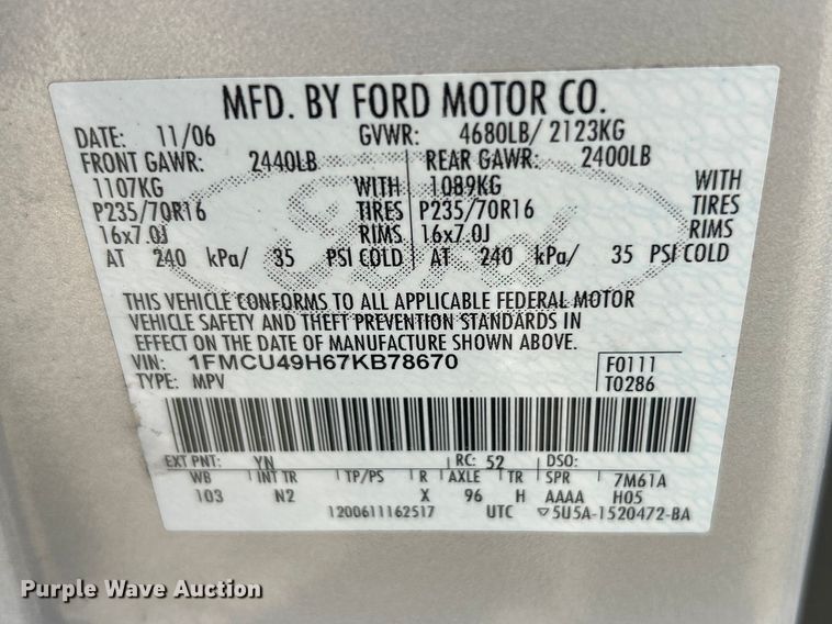 image for item FC5143 2007 Ford Escape Hybrid SUV