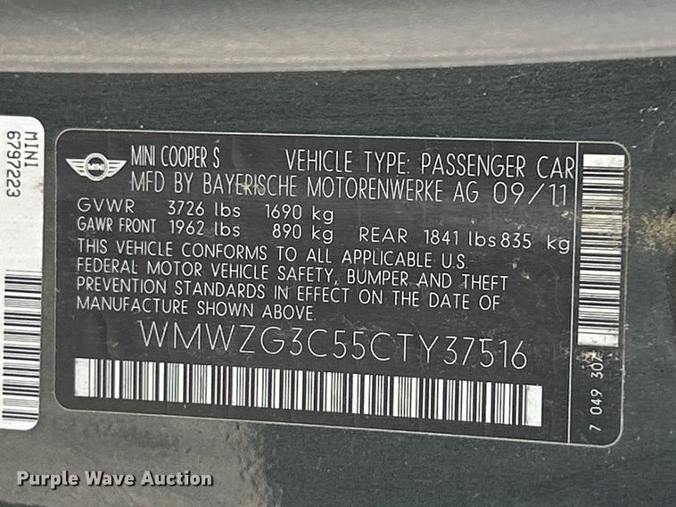 image for item FC5193 2012 Mini Cooper S 