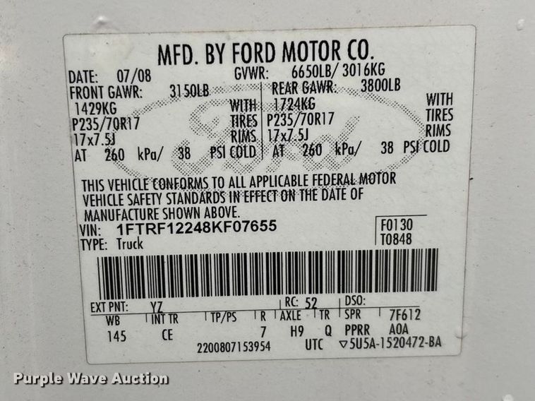 image for item FG0120 2008 Ford F150 pickup truck
