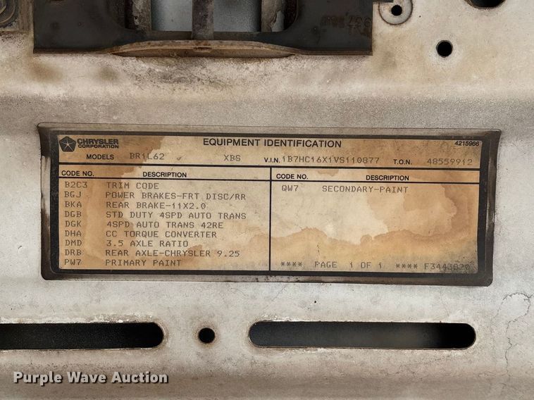 image for item FG0141 1997 Dodge Ram 1500 pickup truck