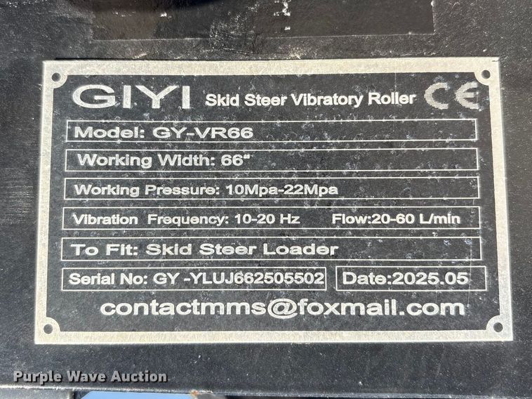 image for item FG2785 2025 Giyi GY-VR66 skid steer vibratory roller