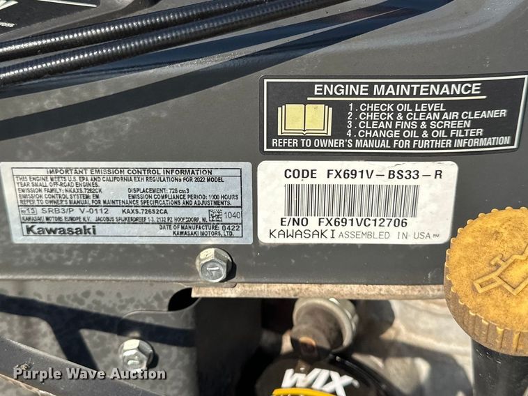 image for item FG2787 2022 Kubota SZ22-48 ZTR lawn mower