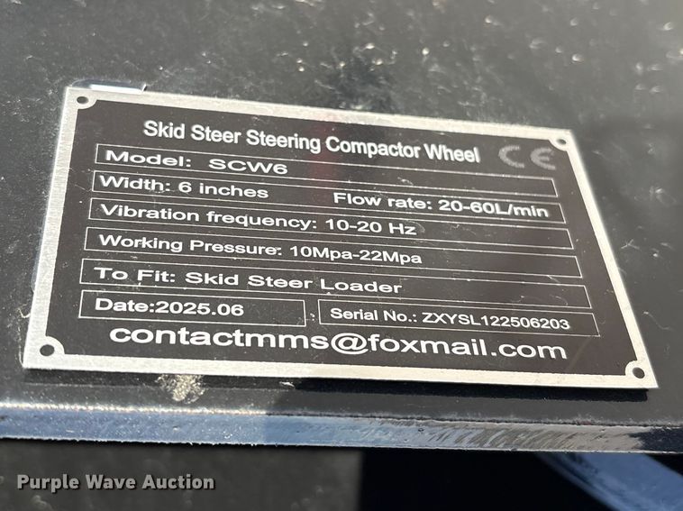 image for item FG2792 2025 Giyi SCW6 skid steer steering compactor wheel