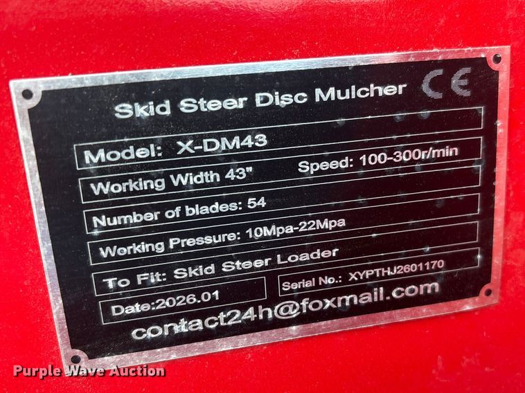 image for item FG2794 2026 Giyi X-DM43 skid steer mulcher