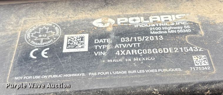 image for item FK1073 2013 Polaris Ranger EV utility vehicle