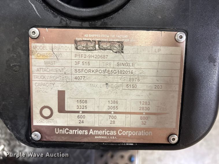 image for item FK1182 2016 UniCarriers PF50 forklift