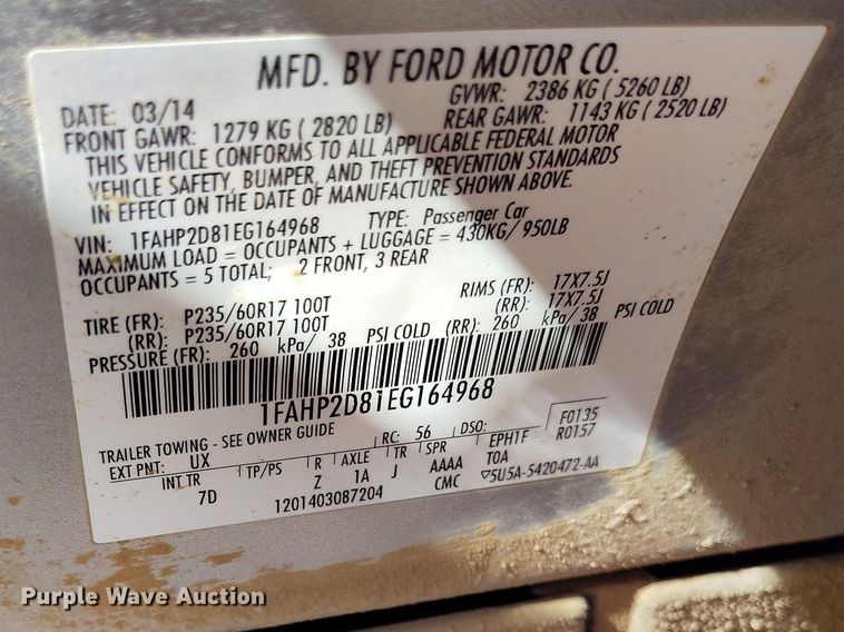image for item IH9453 2014 Ford Taurus 