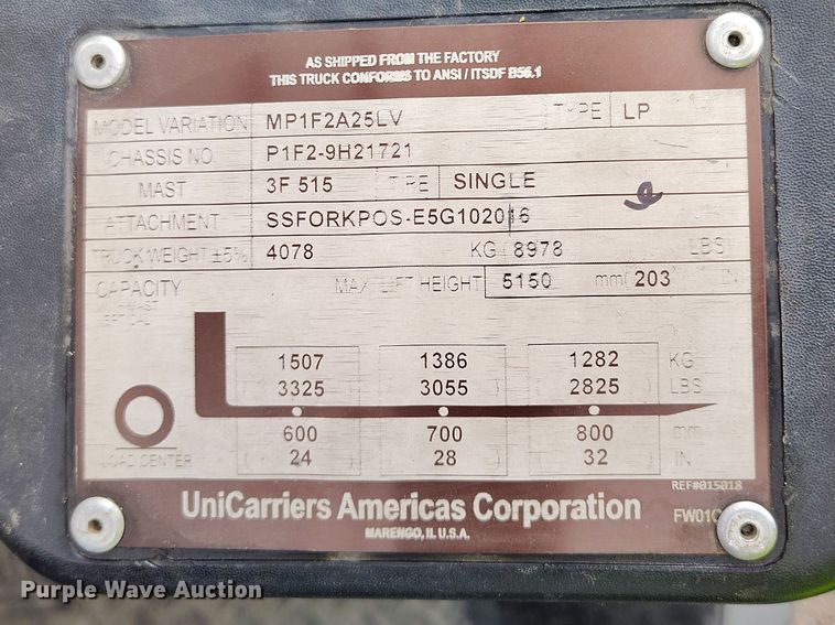 image for item IH9454 2016 UniCarriers PF50 forklift