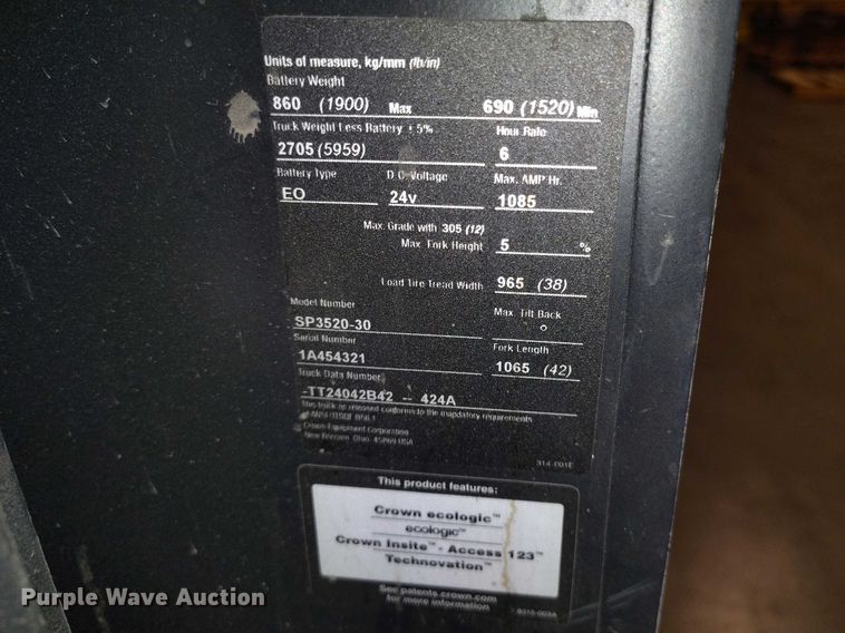 image for item IH9461 2016 Crown SP3520-30 order picker