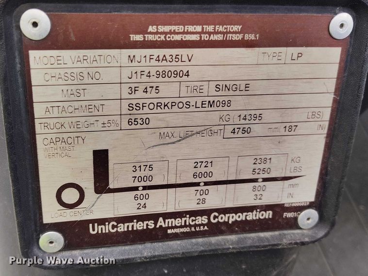 image for item IH9462 2015 Nissan PF80 forklift