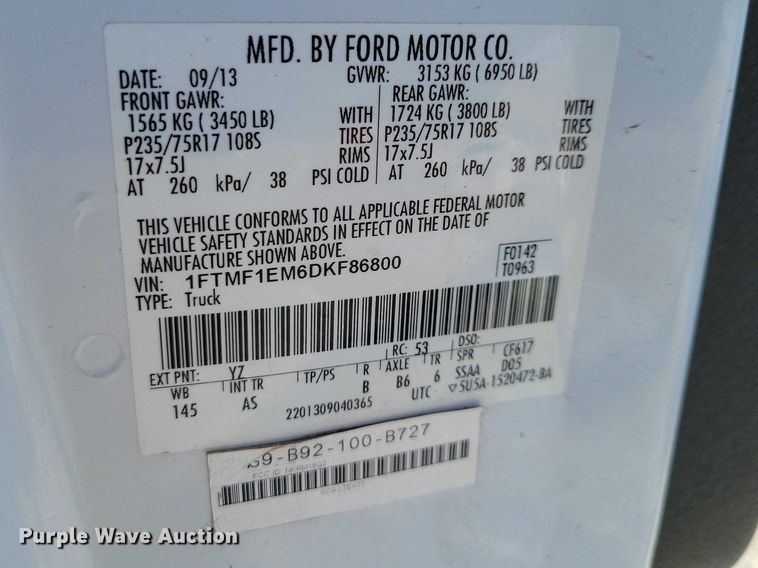 image for item NK9830 2013 Ford F150 pickup truck