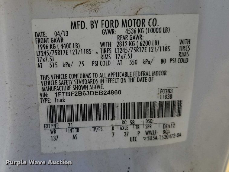 image for item NK9863 2013 Ford F250 pickup truck