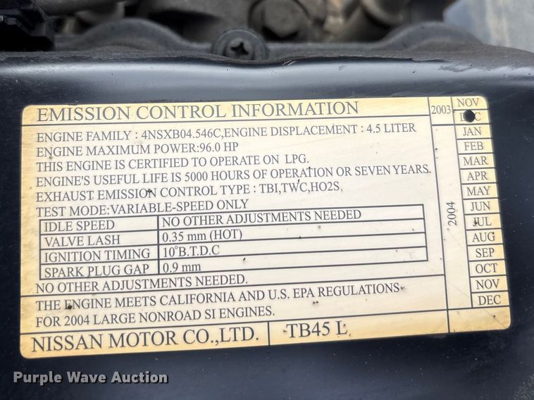 image for item YA2692 2004 Nissan F04B40V forklift