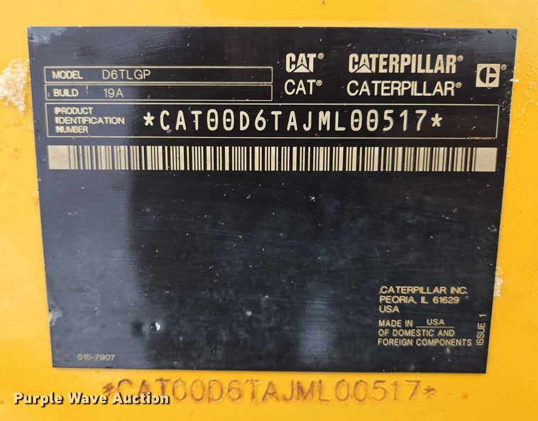 image for item EB1270 2018 Caterpillar D6T LGP dozer