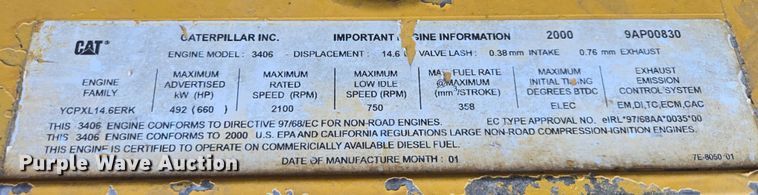 image for item EB1273 2000 Caterpillar D400EII articulated haul truck