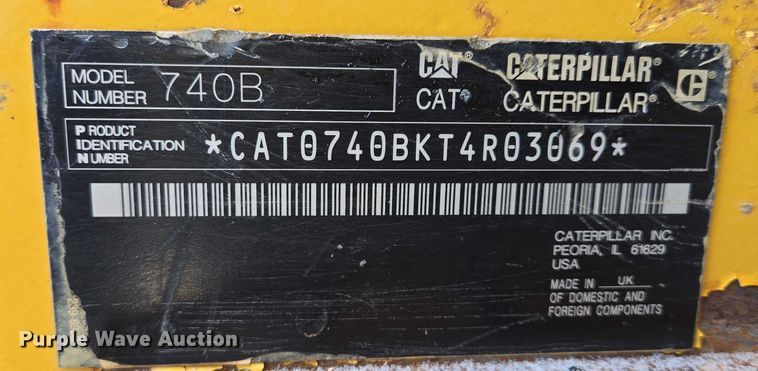 image for item EB1275 2015 Caterpillar 740B articulated haul truck