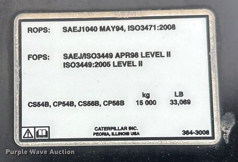 image for item FK1537 2012 Caterpillar CS56B single drum vibratory roller