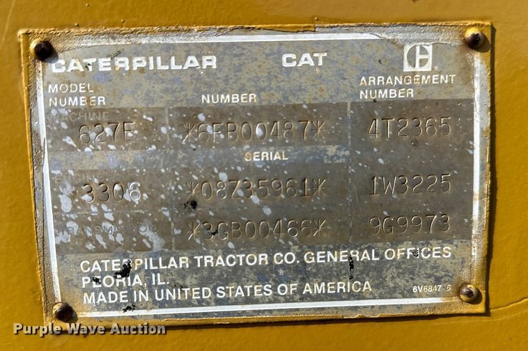 image for item FK1542 1987 Caterpillar 627E conventional scraper 
