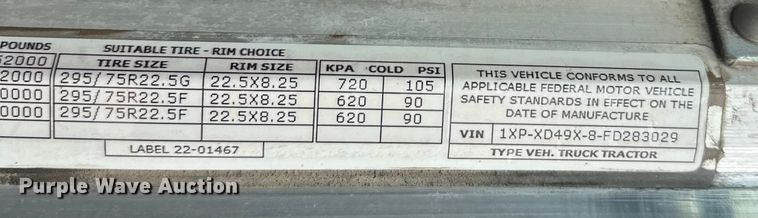 image for item FK1543 2015 Peterbilt 389 semi truck