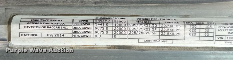 image for item FK1543 2015 Peterbilt 389 semi truck