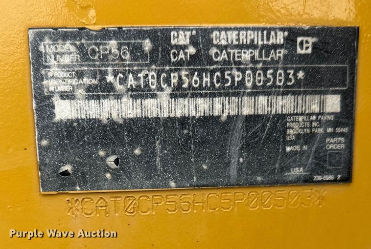 image for item FK1544 2010 Caterpillar CP56 single drum vibratory roller
