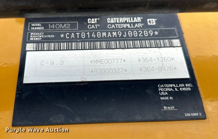 image for item FK1548 2011 Caterpillar 140M2 VHP Plus motor grader