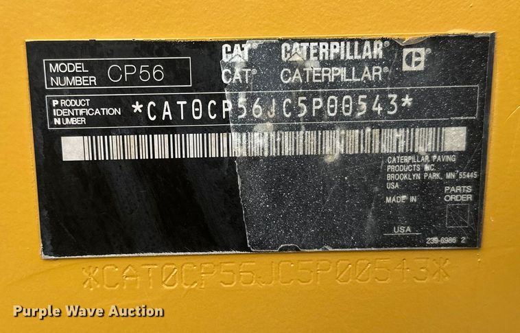 image for item FK1638 2011 Caterpillar CP56 single drum vibratory roller