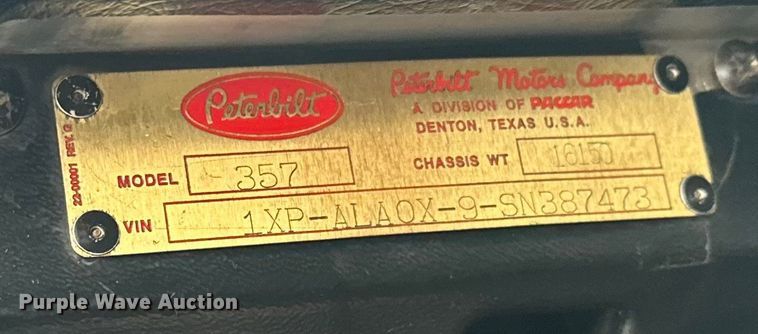 image for item FK1660 1995 Peterbilt 357 dump truck