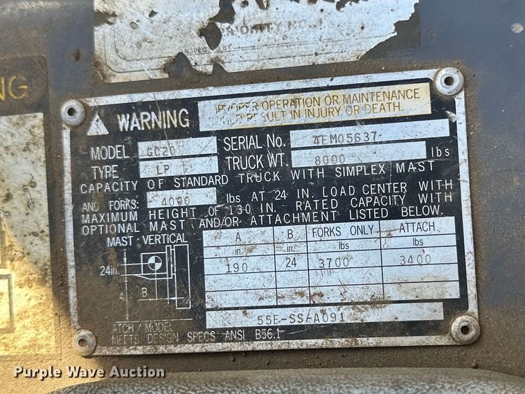 image for item FK1680 Caterpillar GC20 forklift