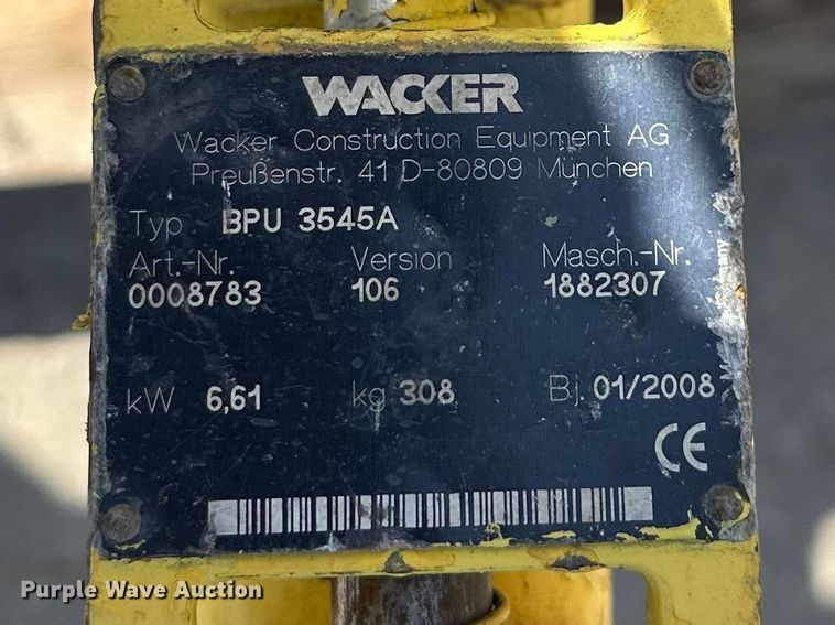 image for item FK1747 2008 Wacker Neuson BPU 3545A plate compactor