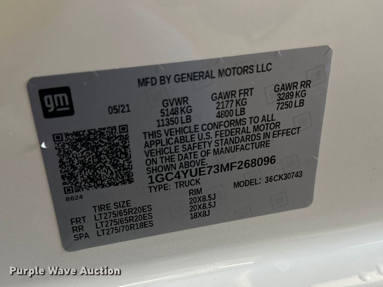 image for item FK1752 2021 Chevrolet Silverado 3500HD Crew Cab pickup truck