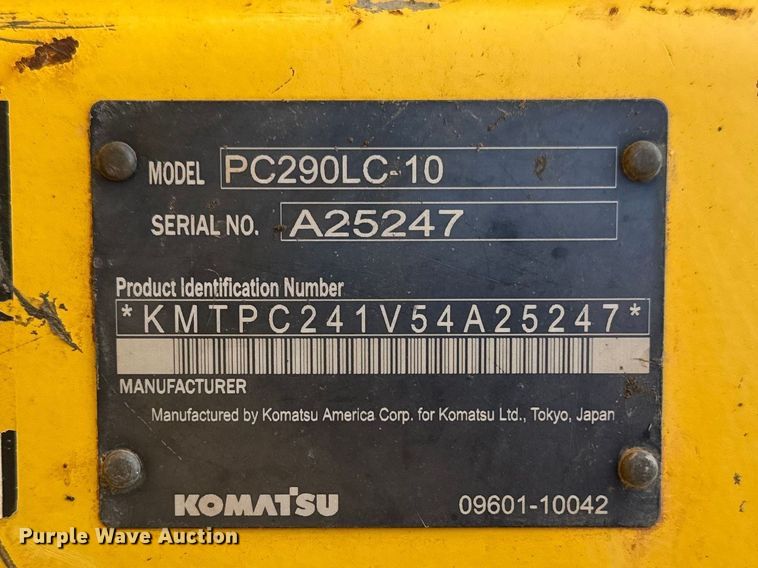 image for item DO8459 2012 Komatsu PC290LC-10 excavator
