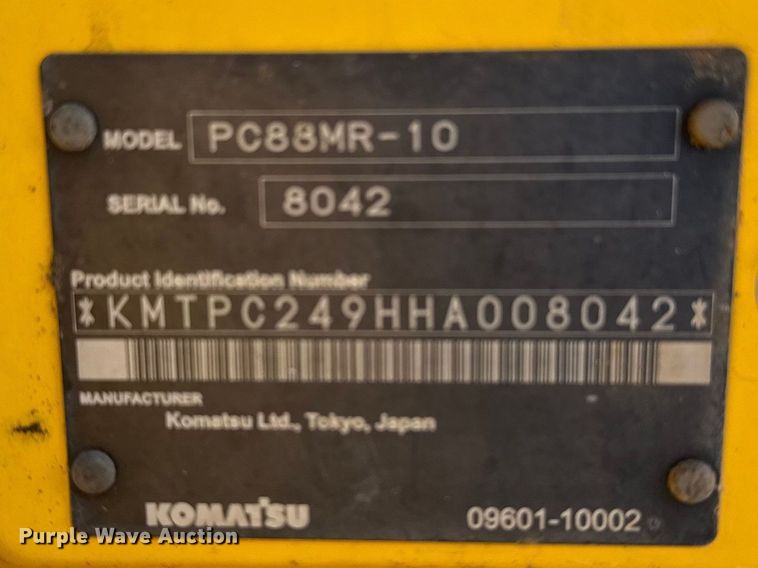 image for item DO8460 2017 Komatsu PC88MR-10 mini excavator