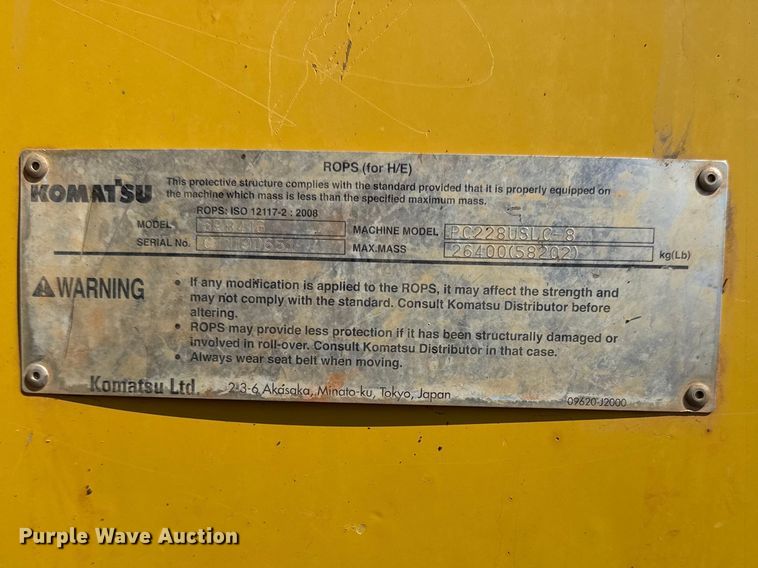 image for item DO8465 2012 Komatsu PC228USLC-8 excavator