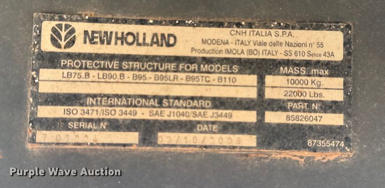 image for item DQ4349 2008 New Holland B110B backhoe