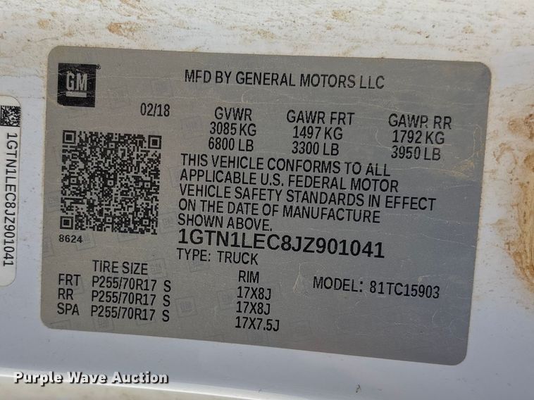 image for item DT0080 2018 GMC Sierra 1500 pickup truck