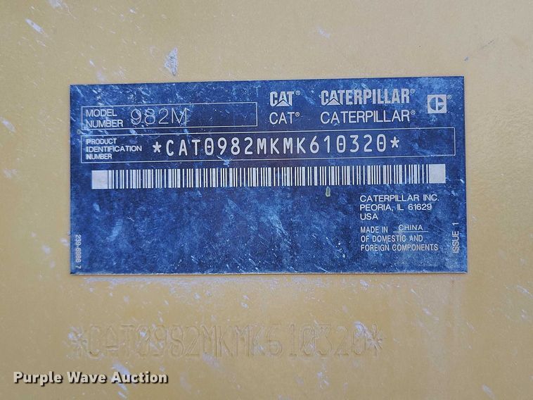 image for item DT0987 2019 Caterpillar 982M wheel loader