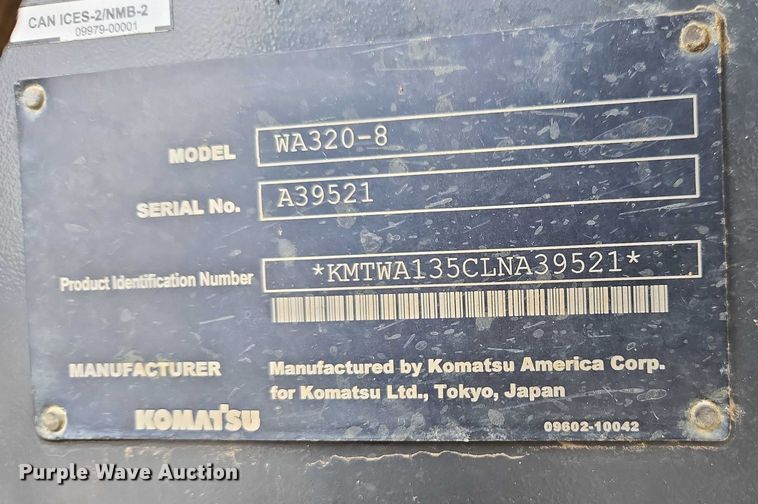 image for item DU2742 2021 Komatsu WA320-8 wheel loader