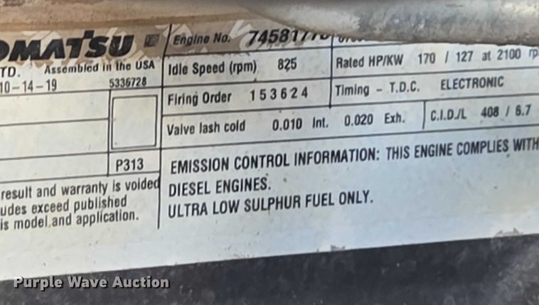 image for item EA5448 2021 Komatsu W320-8 wheel loader