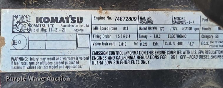 image for item EA5450 2022 Komatsu WA320-8 wheel loader