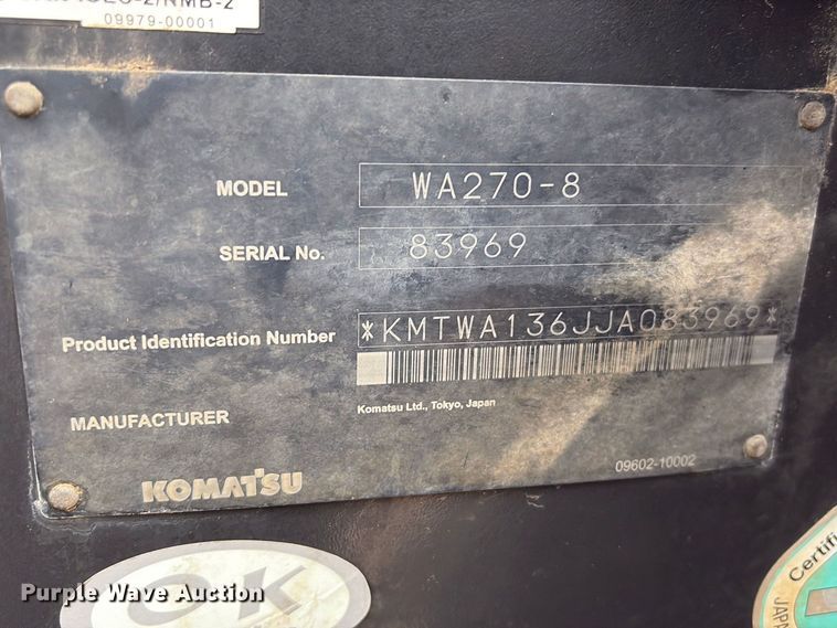 image for item EA7228 2019 Komatsu WA270 wheel loader