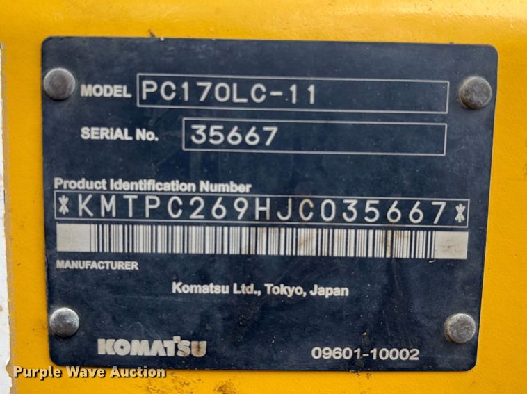 image for item EA7231 2019 Komatsu PC170LC-11 excavator