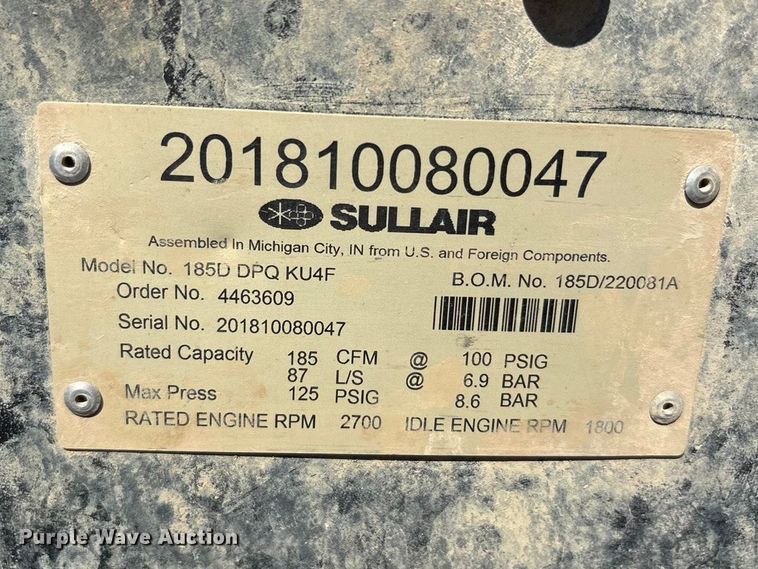image for item EA7953 Sullair 185DDPQKU4F air compressor