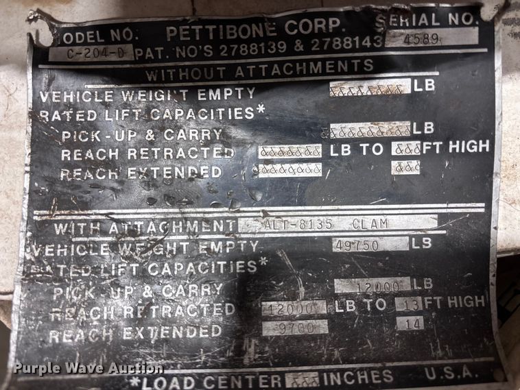 image for item EB1260 Pettibone Cary-Lift 204 material handler