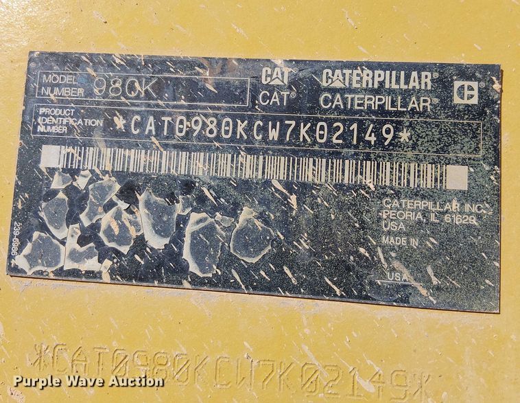 image for item EE5185 2014 Caterpillar 980K wheel loader