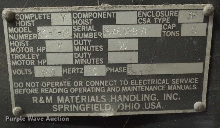 image for item EG2745 Cleveland Tramrail Spacemaster II gantry crane