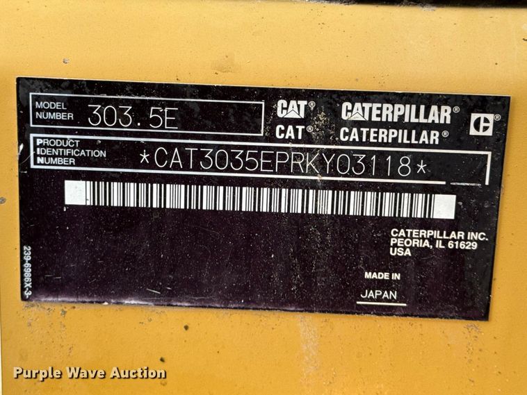 image for item EG8842 2014 Caterpillar 303.5E mini excavator