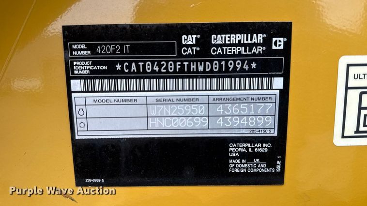 image for item EG8852 2015 Caterpillar 420F2IT backhoe