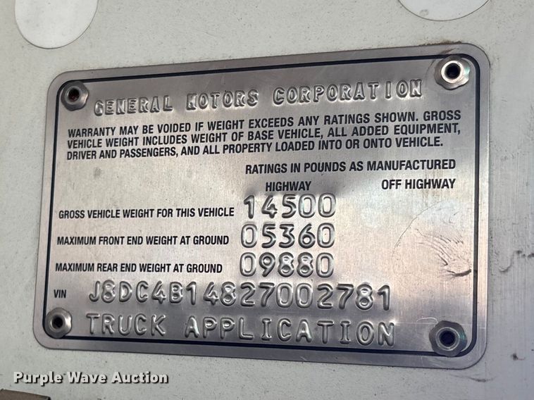 image for item EM5023 2002 GMC W4500 dump flatbed truck